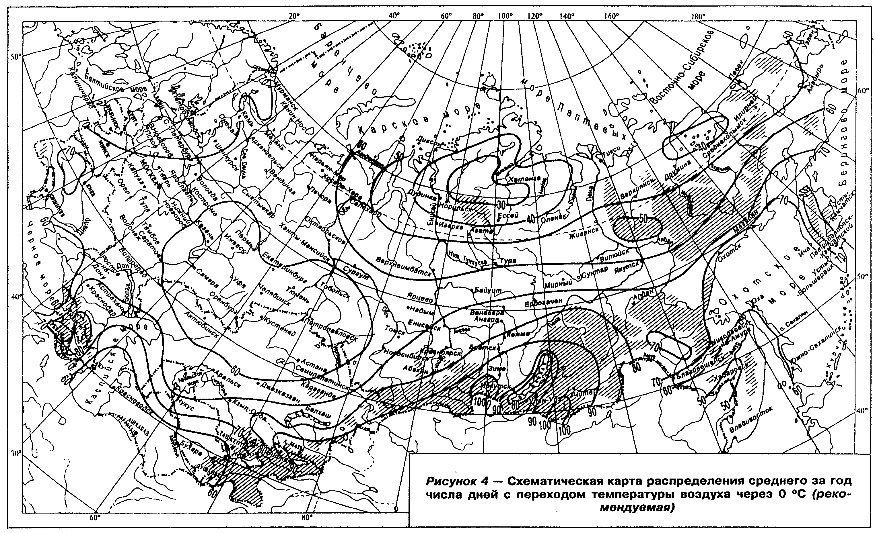 Рисунок 3. Схематическая карта районирования северной строительно-климатической 