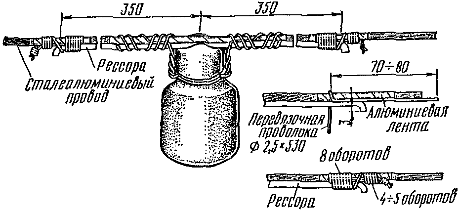 6.9. Вязка проводов на изоляторах