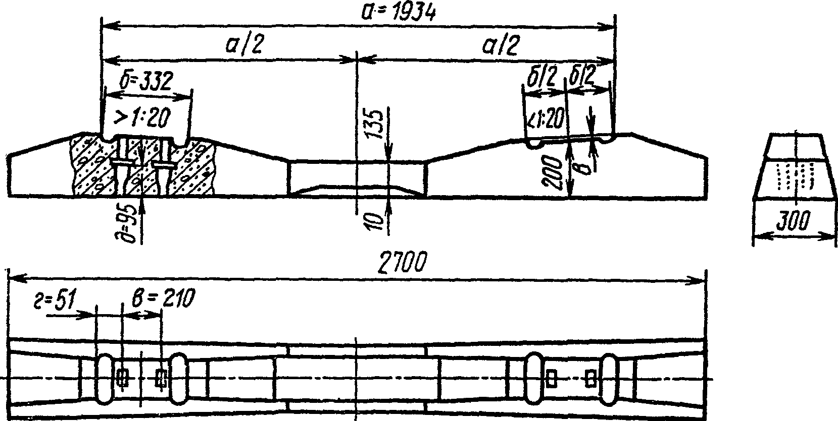 Шпалы железобетонные (по ГОСТ 10629-71 и ТУ 32 ЦП-517-76)