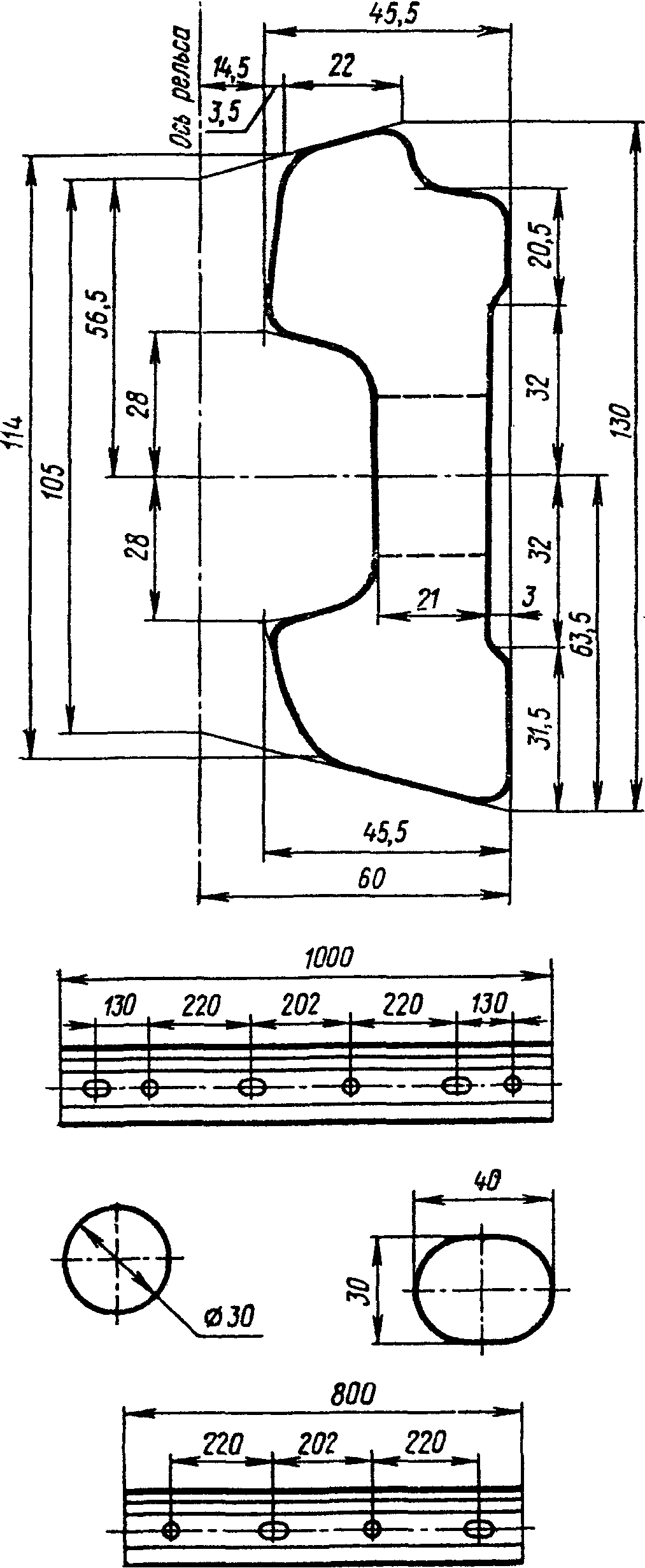 Накладки рельсовые (по ГОСТ 8193-73, 19128-73, 19127-73)