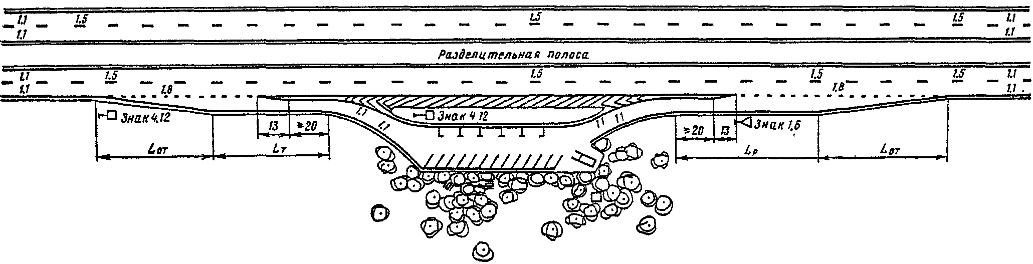 1. Площадки на участках дорог между пересечениями